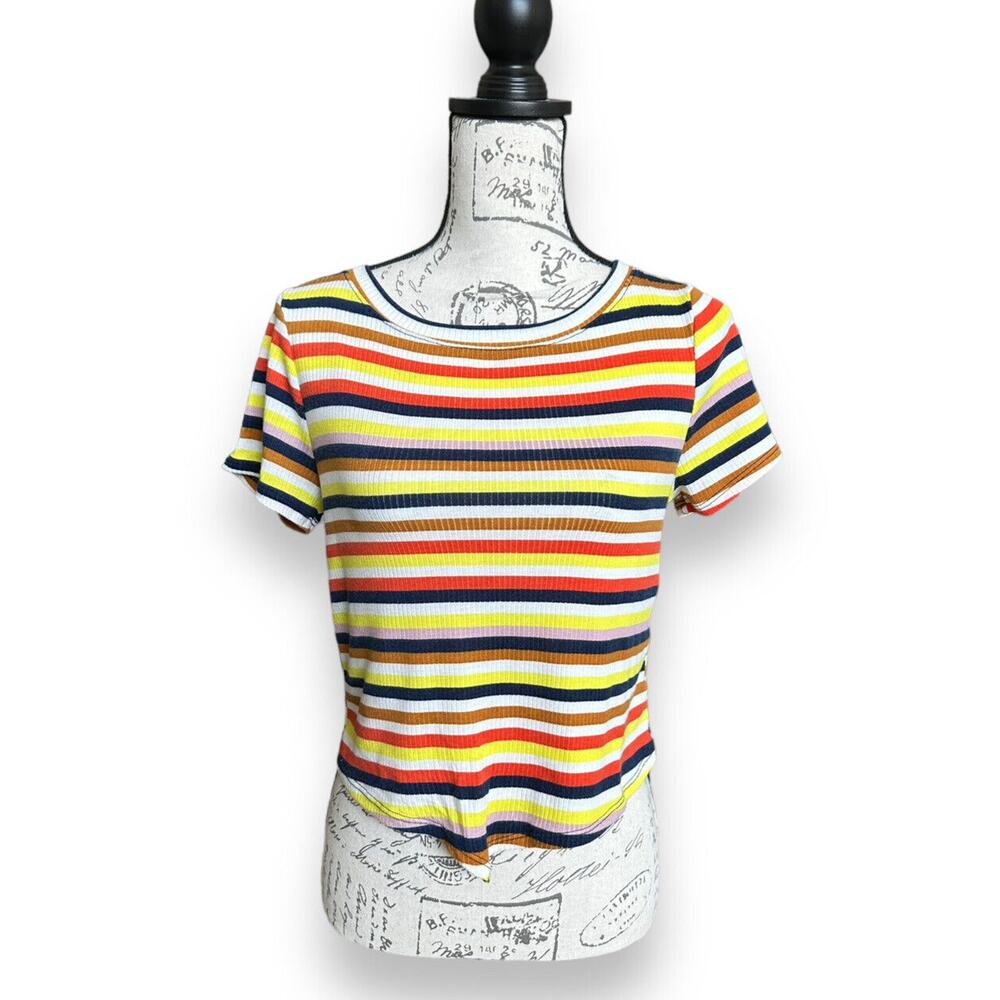 Le Lis Striped Ribbed Crop Top Multicolor Medium